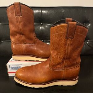 Vintage Chippewa Pull-On Work Boots Brown Leather Vibram Sole